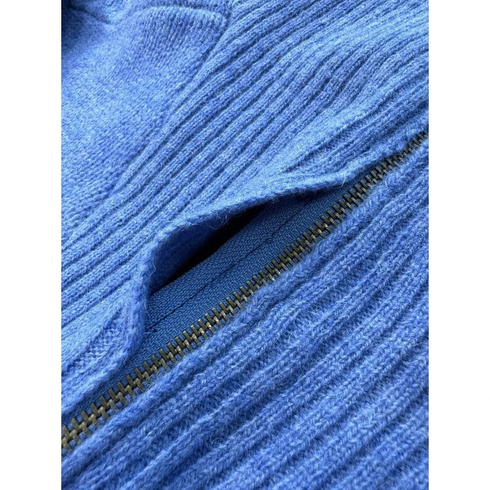 Irelands Eye 100% Wool Sweater Mens Small Blue 1/4 Zip High Neck Villanova
